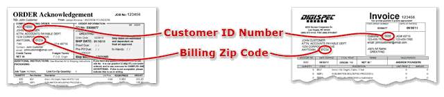 Where to Locate Customer Number and Billing Zip Code 